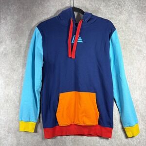 Aldi Gear Hoodie‎ Mens Small Blue Colorblock Pullover Logo Streetwear Fleece